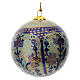 Papier-mâché Christmas tree ball, blue and gold with flowers, 3 in s2