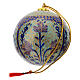 Papier-mâché Christmas tree ball, blue and gold with flowers, 3 in s3