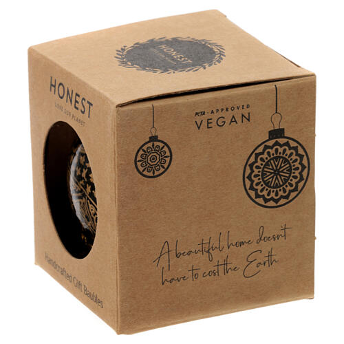 Pallina Natale in cartapesta nera decori oro 80 mm 4