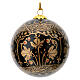 Pallina Natale in cartapesta nera decori oro 80 mm s1