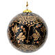 Pallina Natale in cartapesta nera decori oro 80 mm s2