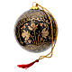 Pallina Natale in cartapesta nera decori oro 80 mm s3