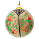 Papier-mâché Christmas tree ball, black and cream-coloured with salmon flowers, 3 in s2