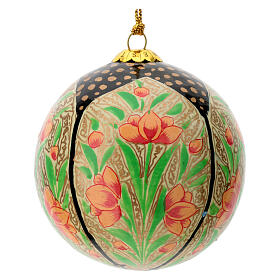 Paper mache Christmas bauble with salmon decorations 80 mm