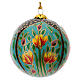 Papier-mâché Christmas tree ball, black light blue with tulips, 3 in s3