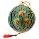 Papier-mâché Christmas tree ball, black light blue with tulips, 3 in s4