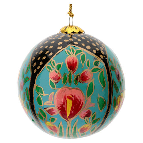 Paper mache Christmas tree bauble with tulip 80 mm  1