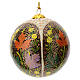 Papier-mâché Christmas tree ball, cream-coloured and black with leaves, 3 in s2