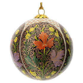 Cream and gold paper-mache Christmas bauble 80 mm