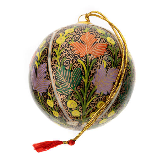 Cream and gold paper-mache Christmas bauble 80 mm 3