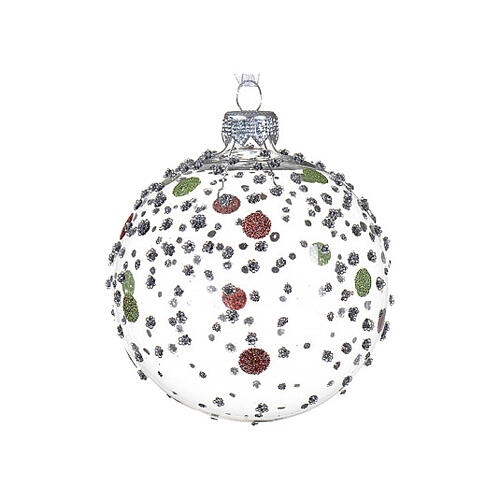 Christbaumkugeln aus mundgeblasenem Glas mit glänzenden Glitzerpunkten – Ø 80 mm, sortierte Farben, 6er-Set 4