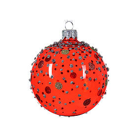 Boule de Noël verre pois pailletés brillants 80 mm différents coloris