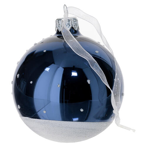 Glass Christmas balls with glittery trees, 3 in, set of different colours 2