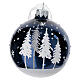 Glass Christmas balls with glittery trees, 3 in, set of different colours s1