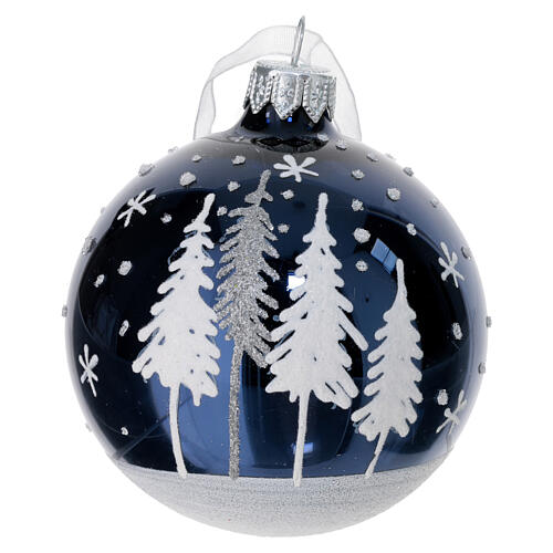 Pallina vetro alberi brillanti 80 mm due colori assortiti 1