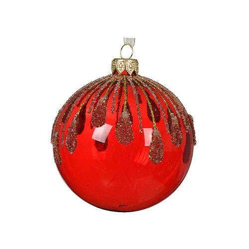 Boule Noël en verre 80 mm gouttes verticales coloris assortis 1