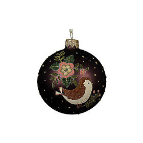 Boule Noël verre émaillé mat 80 mm animaux de la forêt