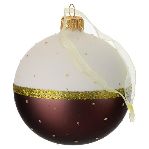 Boule de Noël en verre matte 80 mm fleur rétro 3