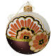 Retro flower glass bauble 80 mm opaque s1