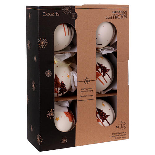 Palline di Natale set 6pz in vetro alberi pois stelle 80 mm 6