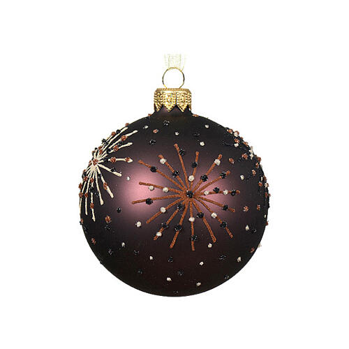 Christmas balls, mixed warm colours and white, opaque glass, 3 in 4