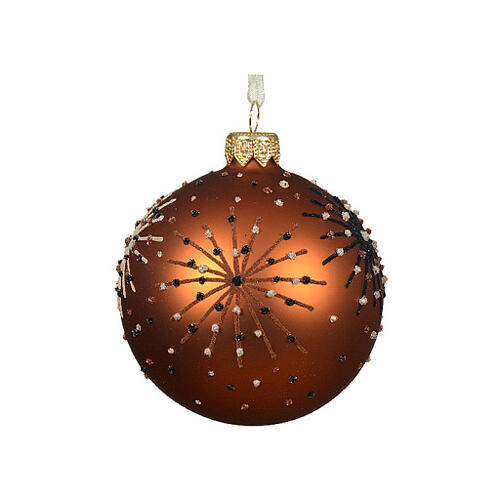 Pallina assortita colori caldi bianco vetro effetto opaco 8 cm 3