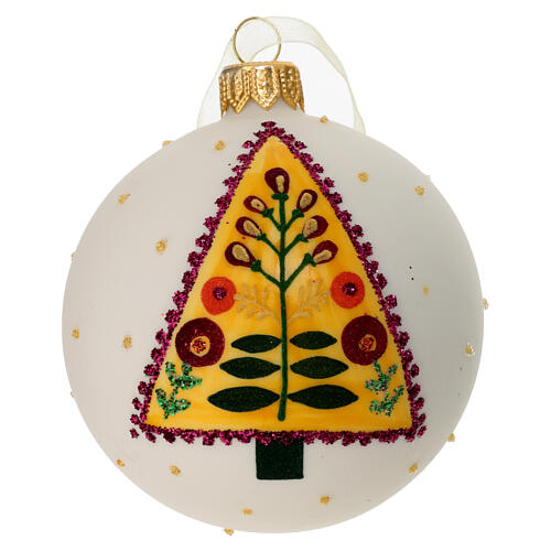 Opaque glass Christmas ornaments, traditional folklore patterns, 3 in 3