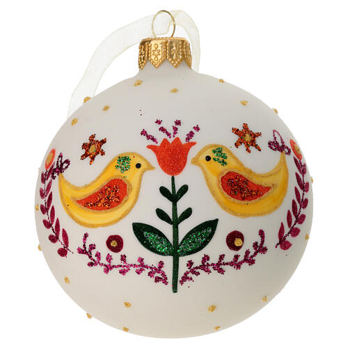 Opaque glass bauble with popular colored decoration 80 mm 1