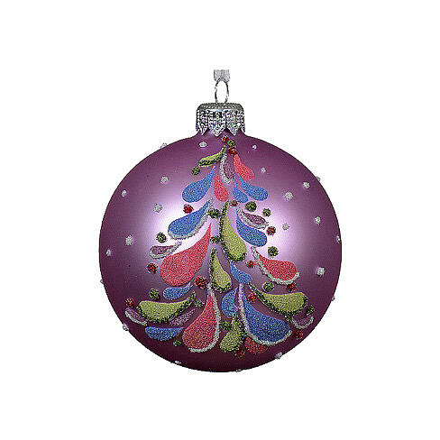 Pallina in vetro opaco albero di Natale colorato 80 mm 1