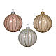 Transparent enameled glass bauble 80 mm vertical glitter lines s2