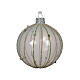 Transparent enameled glass bauble 80 mm vertical glitter lines s3