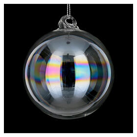 Iridescent glass ball with curl, 3 in