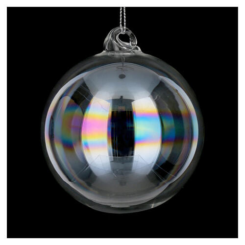 Boule en verre iridescent 80 mm boucle 2