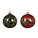 Glass Christmas balls with golden leaf pattern, set with two colours, 3 in s2