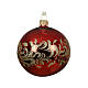 Glass Christmas balls with golden leaf pattern, set with two colours, 3 in s3