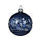 Christmas ball with silver branch pattern, blue clear glass, 3 in s1