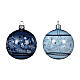 Christmas ball with silver branch pattern, blue clear glass, 3 in s2