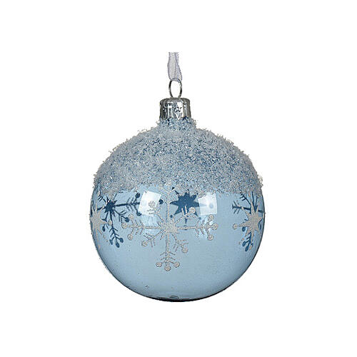 Christmas ball with snow and snowflakes, three colours, 3 in 3