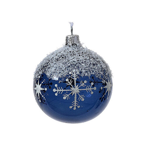 Boule de Noël en verre trois coloris assortis 80 mm glace et neige 1