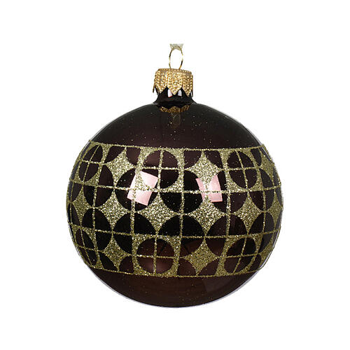 Glass Christmas ball with modern geometric pattern, two colours, 3 in 3
