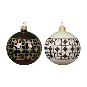 Modern edge glass bauble 80 mm in two assorted colors