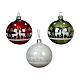 Glass Christmas ball, glossy enamel, deer on the snow, 3 in s2