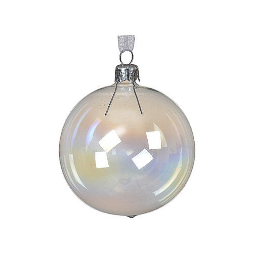 Clear glass Christmas ball, three colours, 3 in 4