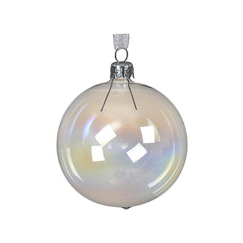 Transparent glass bauble 80 mm in three assorted colors 4