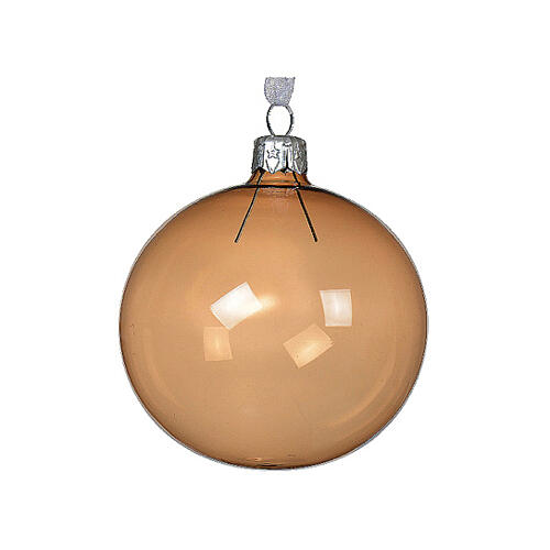 Boule sapin Noël verre soufflé 80 mm transparent coloris assortis 3
