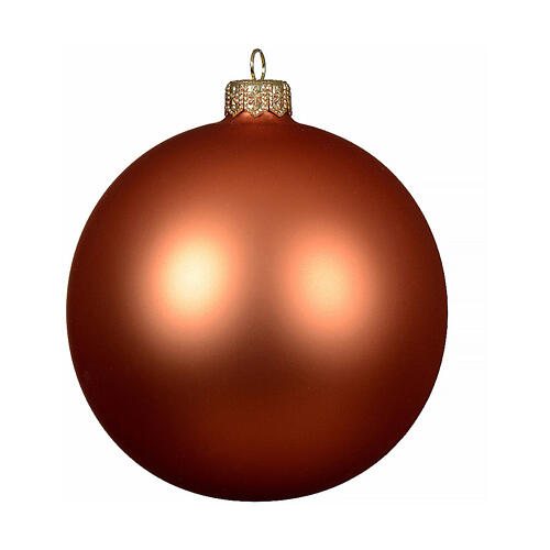 Set of 6 opaque orange Christmas balls, 2.4 in, glass 2