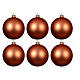 Set of 6 opaque orange Christmas balls, 2.4 in, glass s1