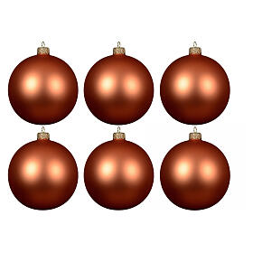 Set 6 boules de Noël orange mat 60 mm verre