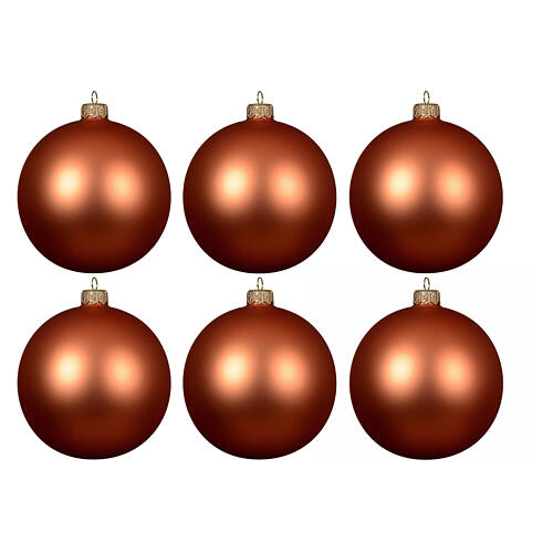 Set 6 palline arancione opaco 60 mm vetro 1