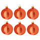 Set of 6 glass Christmas balls, bright orange s1